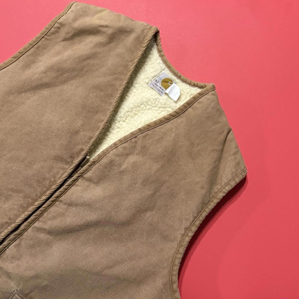 Vintage CARHARTT Vest Washed Duck Sherpa Lined Hunting 6SVL Men’s XLTall